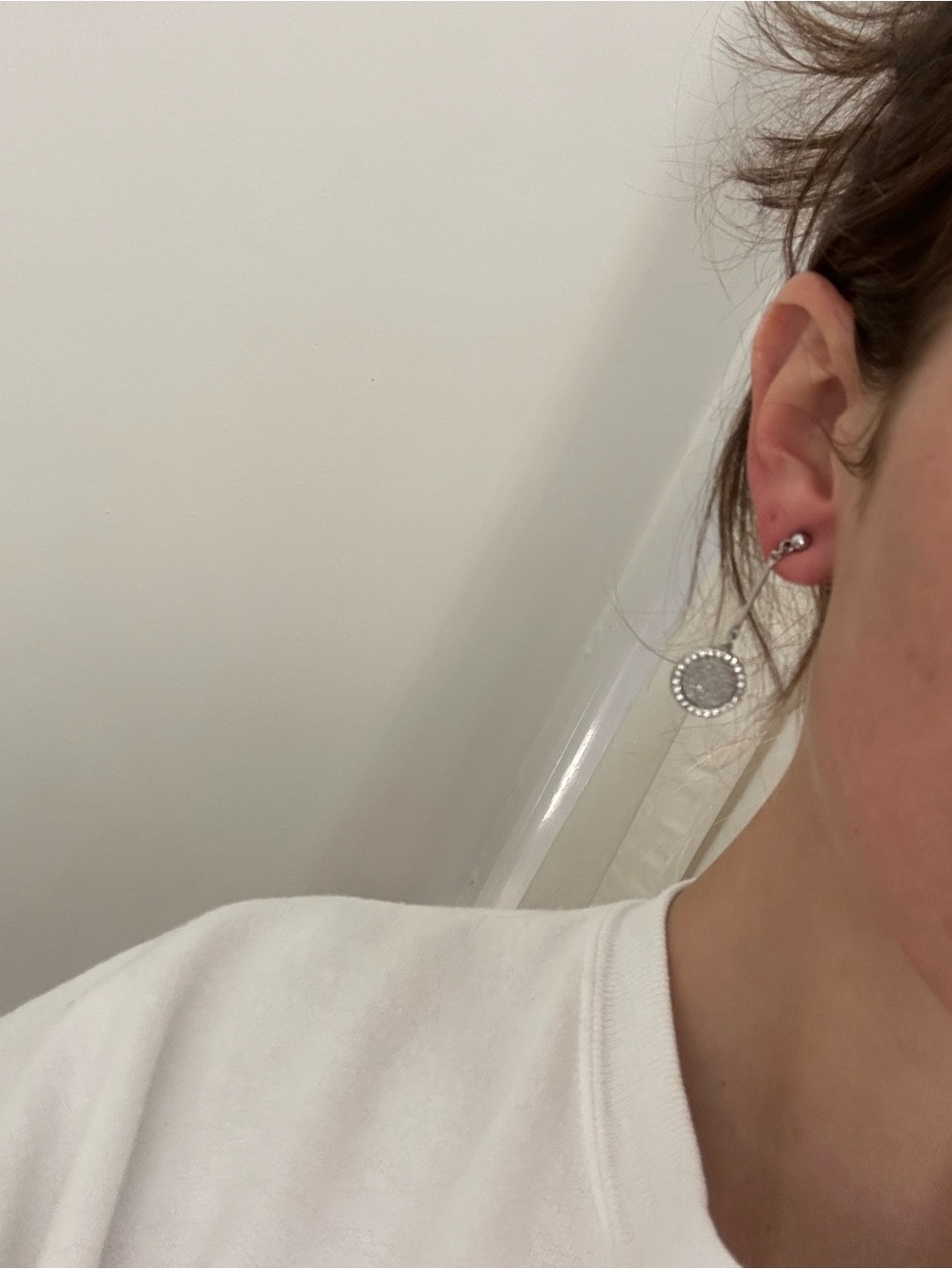 Silver Disc Drop Earrings